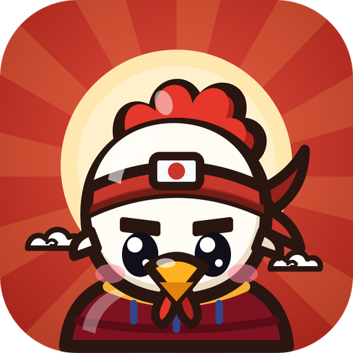 Icono de la app de PIRROW: el gallo con su cinta en la frente sobre un fondo rojo de rayos.